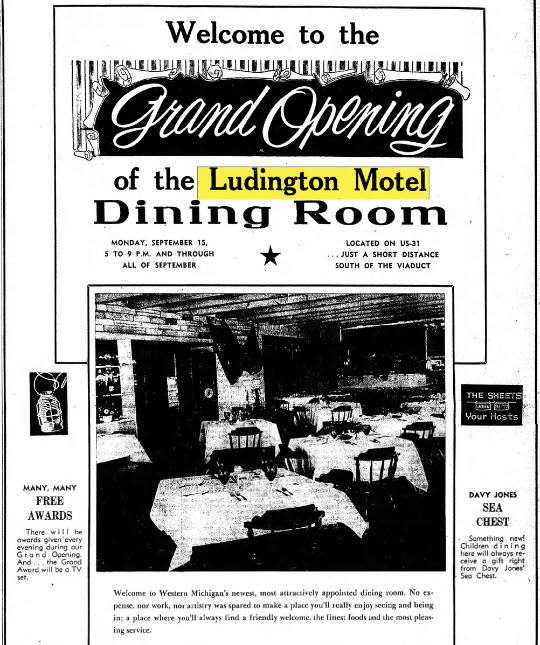 Ludington Motel - 1958 Dining Room Opens